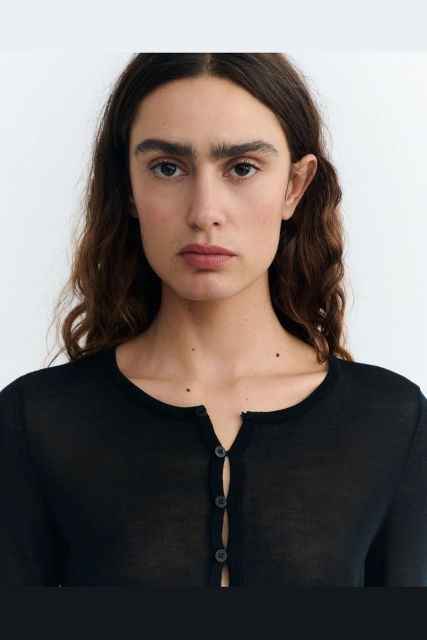 Thinking MU Manon Sheer Knit Cardigan - Black