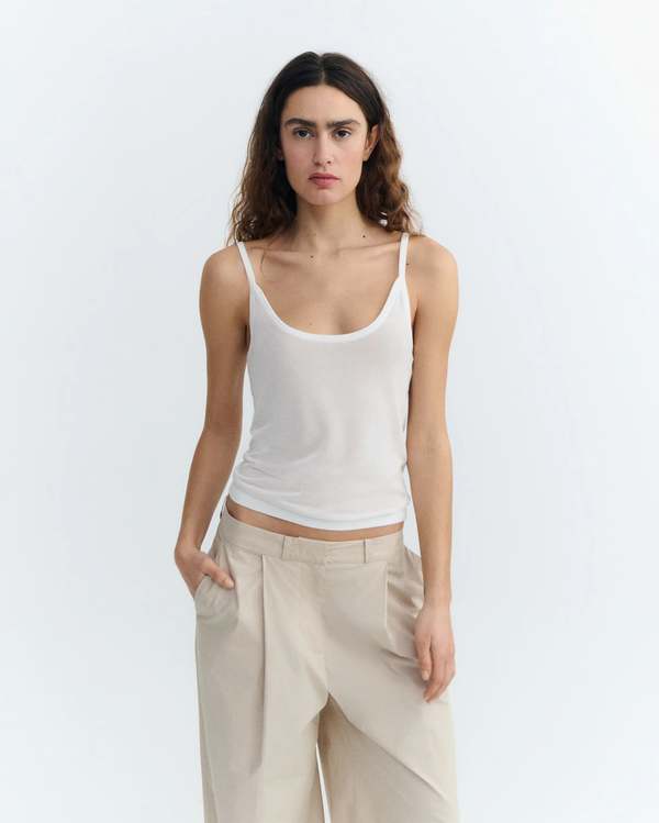 Thinking MU Sheer Knit Tank Top - White
