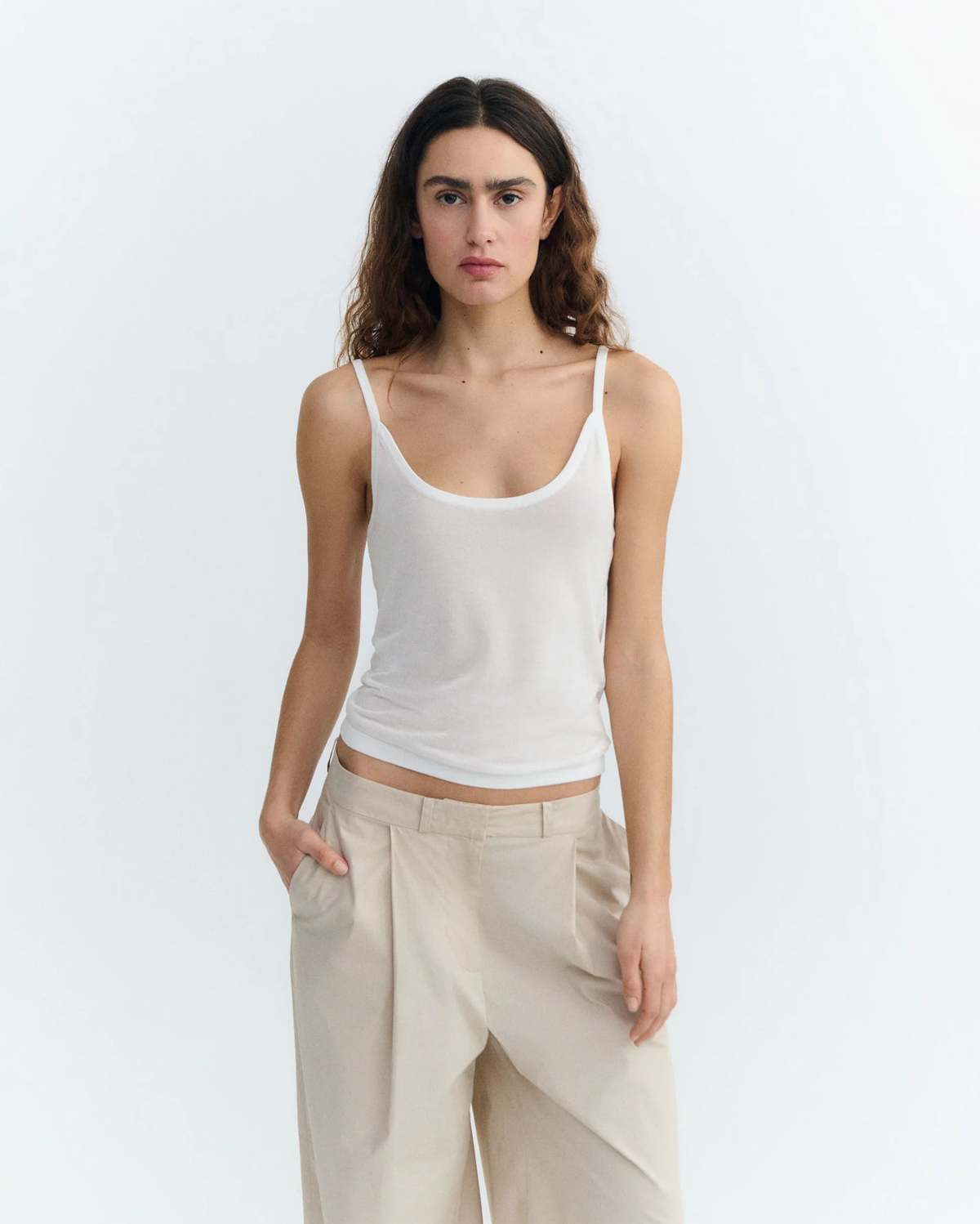 Thinking MU Sheer Knit Tank Top - White - Image 1 of 5