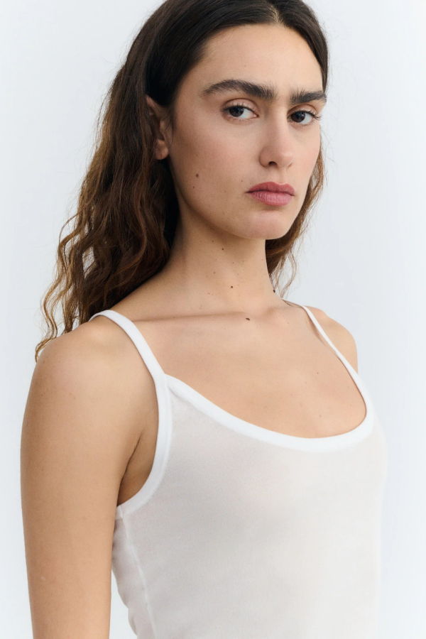 Thinking MU Sheer Knit Tank Top - White