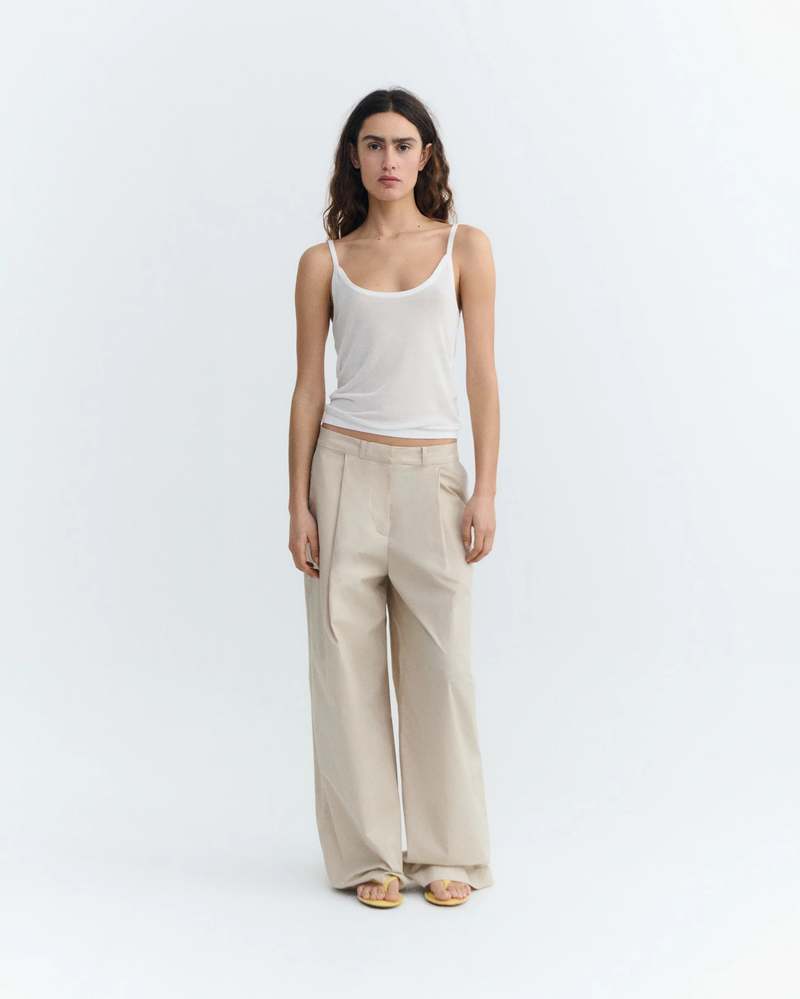 Thinking MU Sheer Knit Tank Top - White