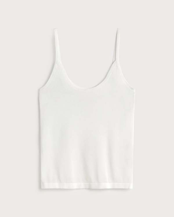 Thinking MU Sheer Knit Tank Top - White
