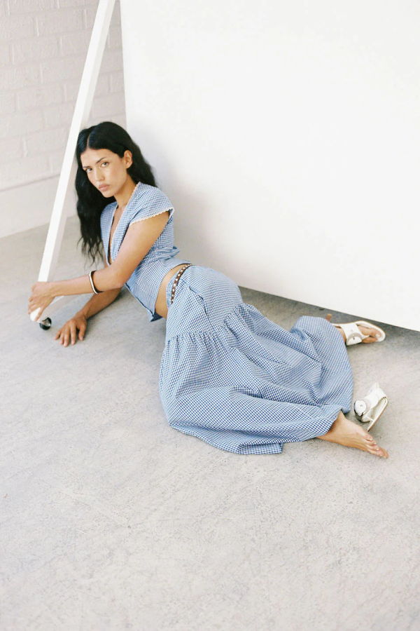 Bronze Age Field Skirt - Ocean Gingham