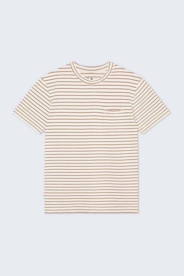La Paz Guerreiro Pocket Tee - Aztec Brown Stripes