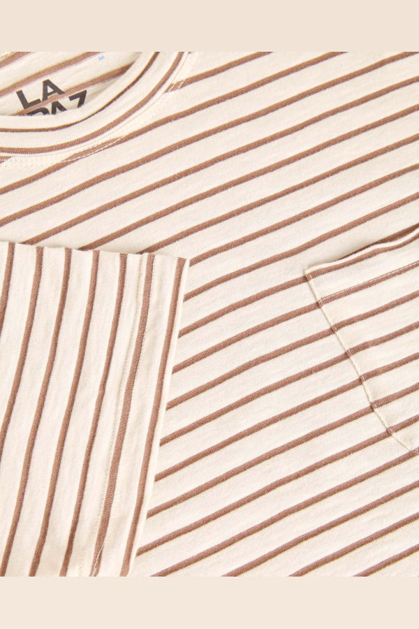 La Paz Guerreiro Pocket Tee - Aztec Brown Stripes