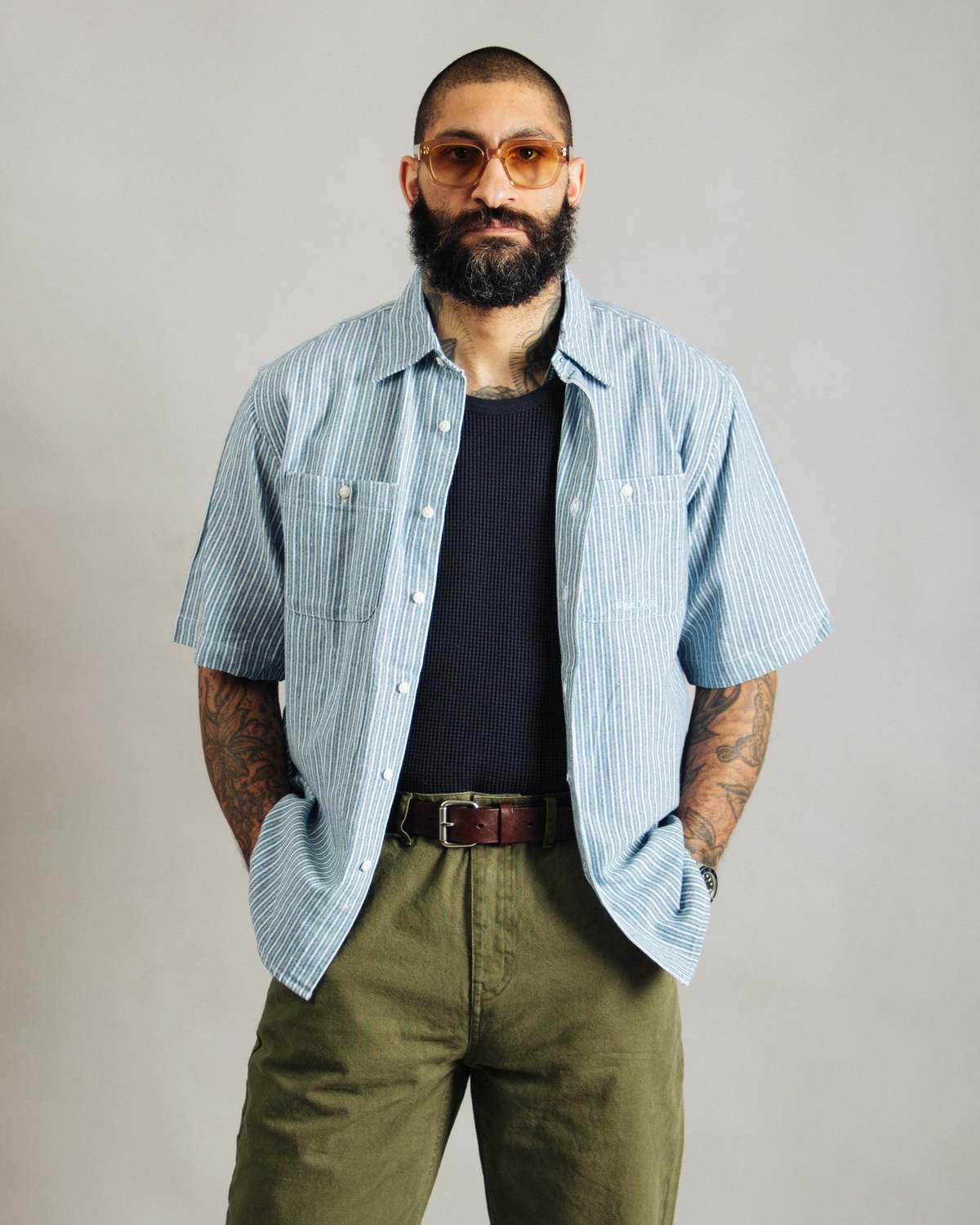 DUBBLEWARE Short Sleeve Workshirt - Broken Twill - Image 12 of 12