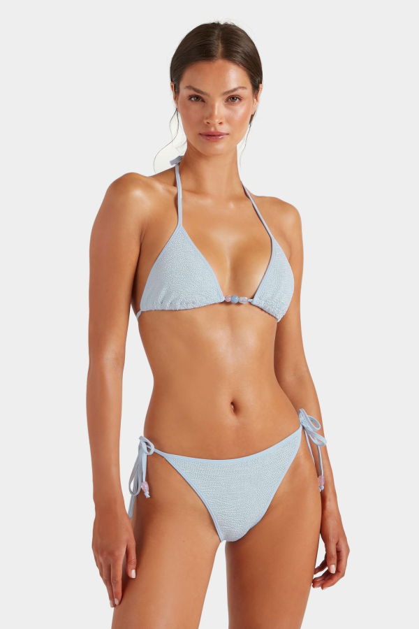 Hunza G Gina Triangle Beaded Bikini Set - Metallic Ice Blue