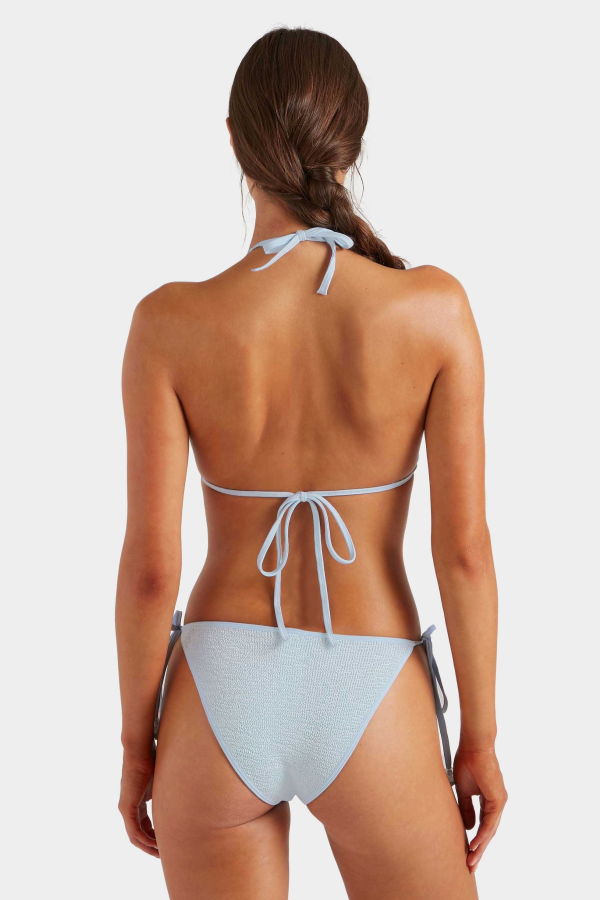 Hunza G Gina Triangle Beaded Bikini Set - Metallic Ice Blue