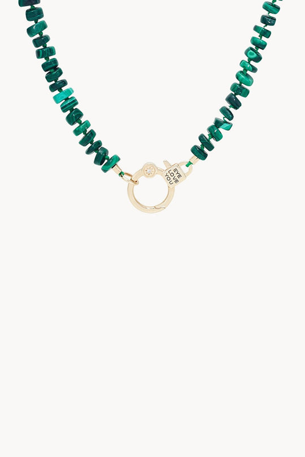 bluboho Eye Love You Malachite Beaded Charm Necklace - 10k Solid Gold