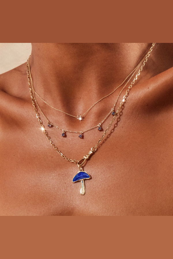 bluboho Night Gazer Mushroom Charm - 10k Yellow Gold