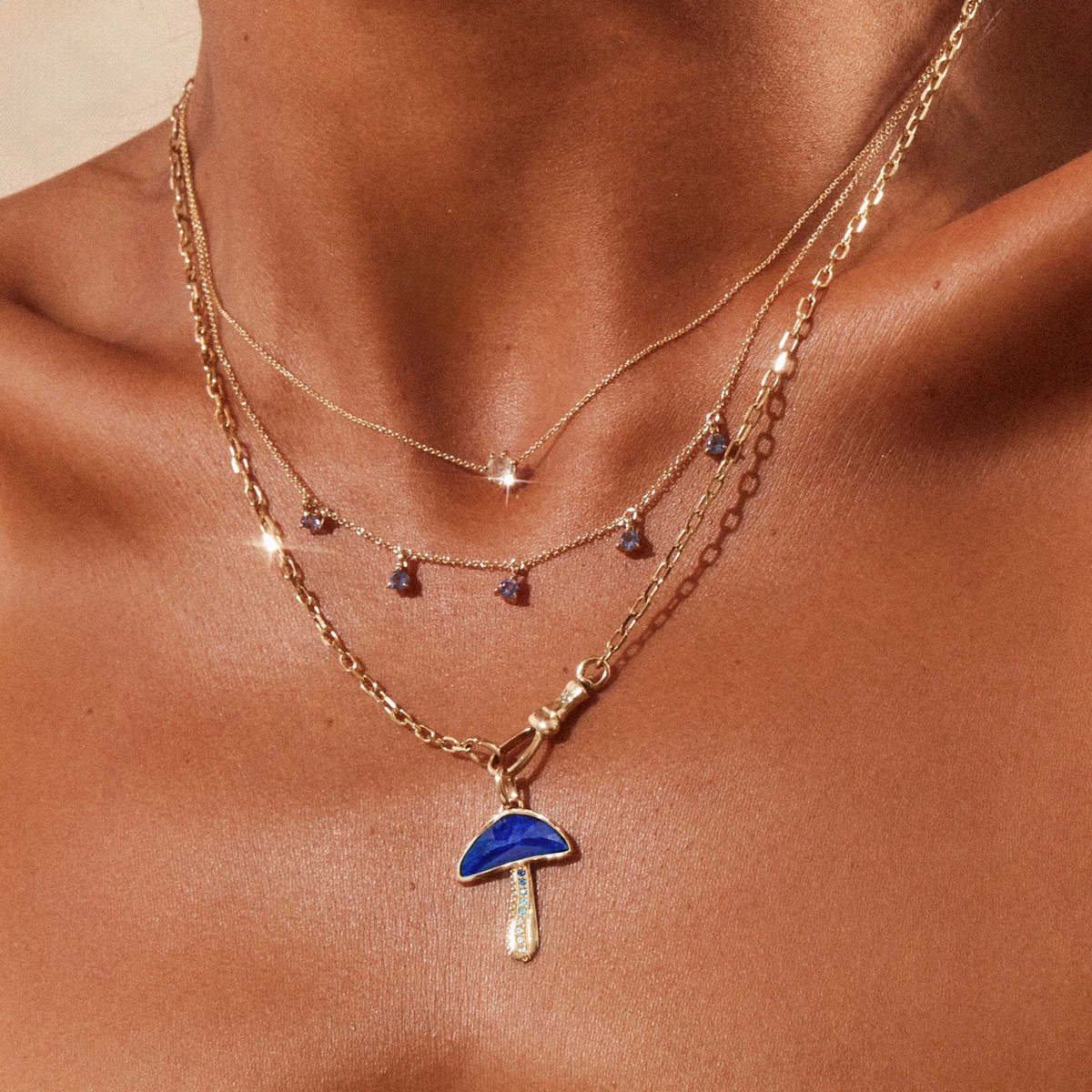 bluboho Night Gazer Mushroom Charm - 10k Yellow Gold - Image 2 of 5