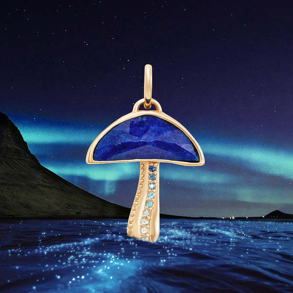 bluboho Night Gazer Mushroom Charm - 10k Yellow Gold