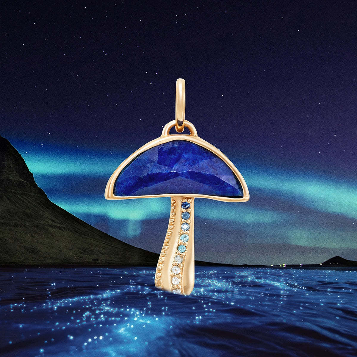 bluboho Night Gazer Mushroom Charm - 10k Yellow Gold - Image 5 of 5