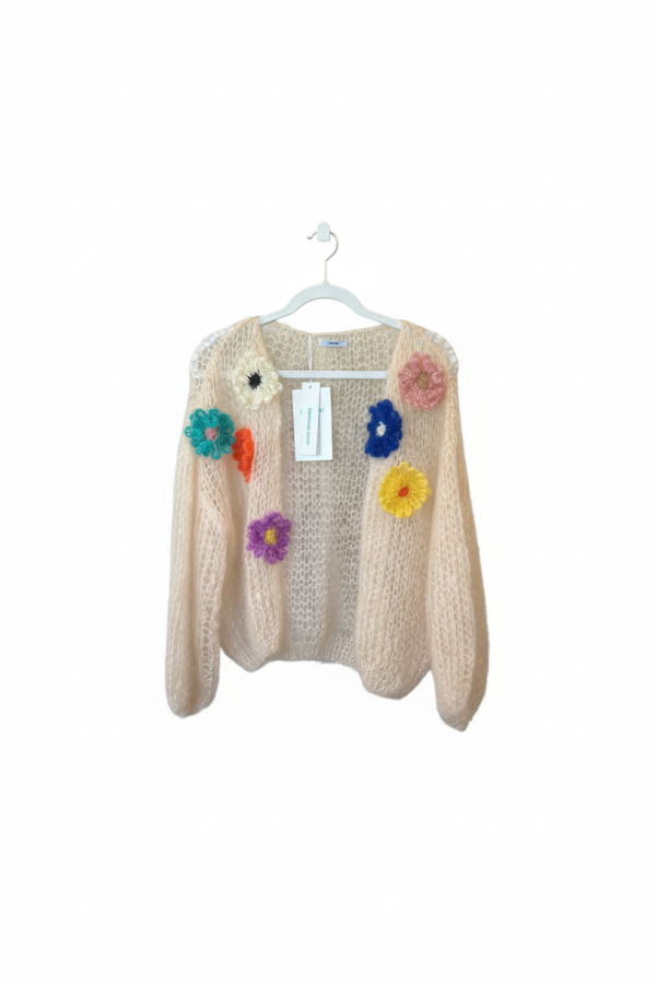 Maiami Mohair Bomber Cardigan Sweater - Soft Apricot
