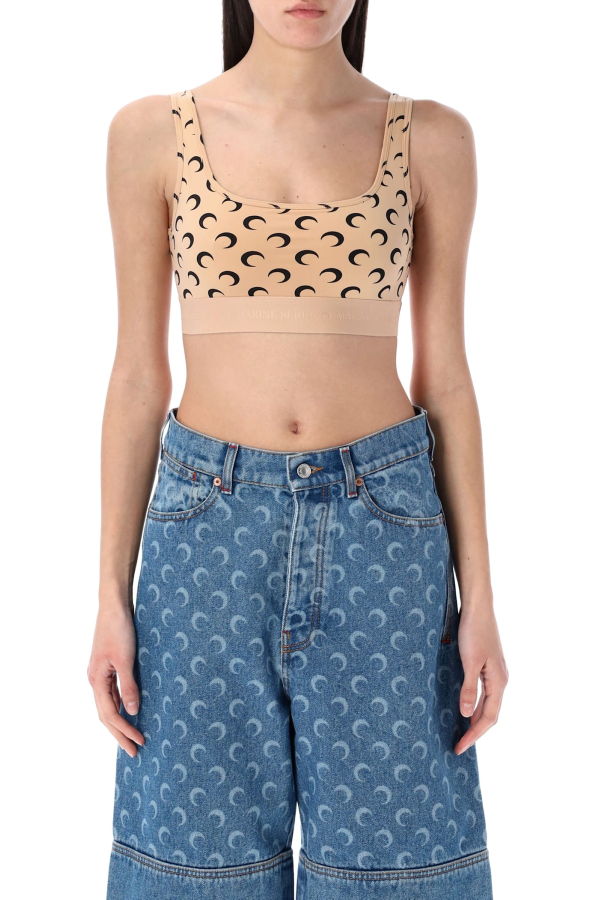 MARINE SERRE Moon Sport Bra - Tan Black Moon