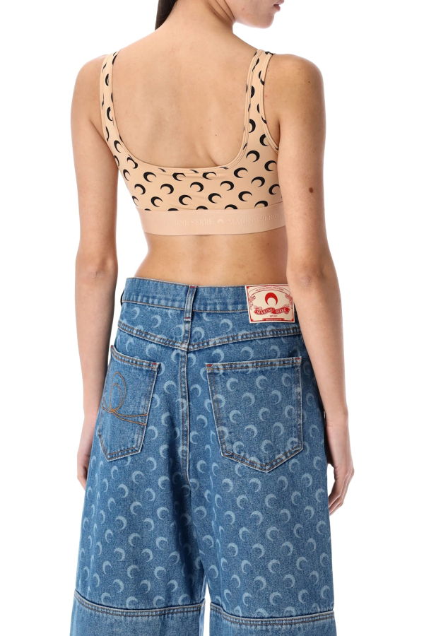 MARINE SERRE Moon Sport Bra - Tan Black Moon