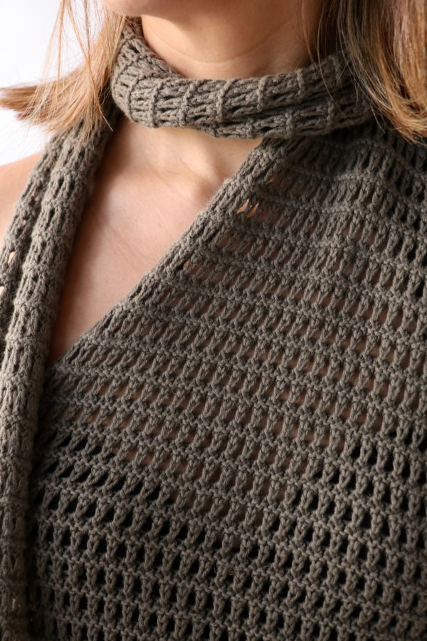 Lauren Manoogian Net Wrap Halter Knit Top