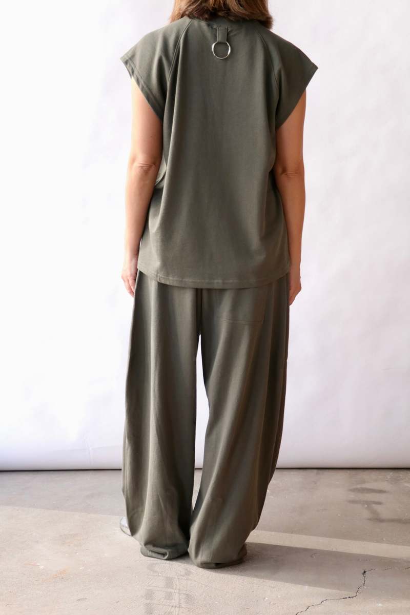 Tibi Lightweight Sweatshirting Winslow Pant - Olive