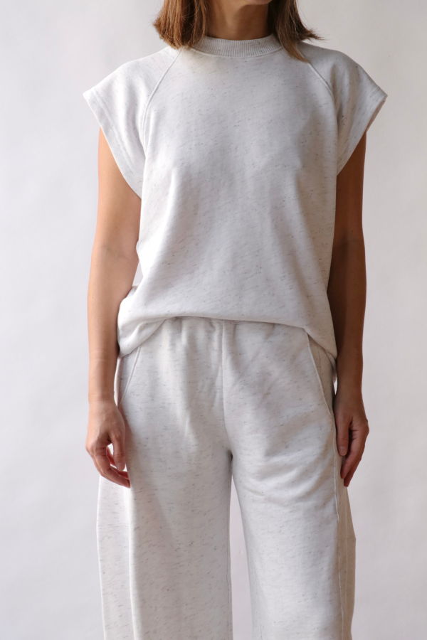 Tibi Spring Tweedy Sweatshirting Sleeveless Top - White Multi