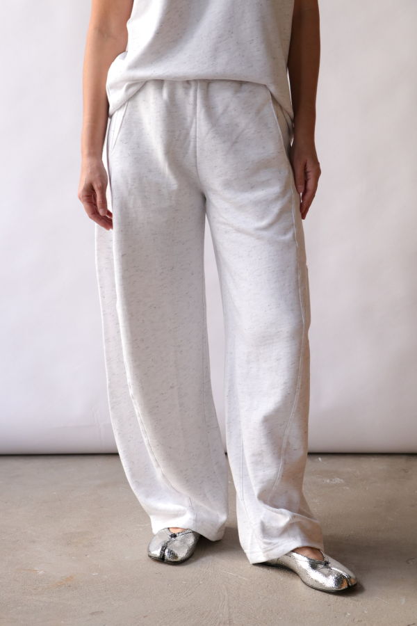 Tibi Spring Tweedy Sweatshirting Winslow Pant - White Multi