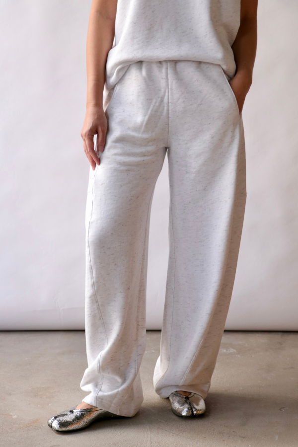 Tibi Spring Tweedy Sweatshirting Winslow Pant - White Multi