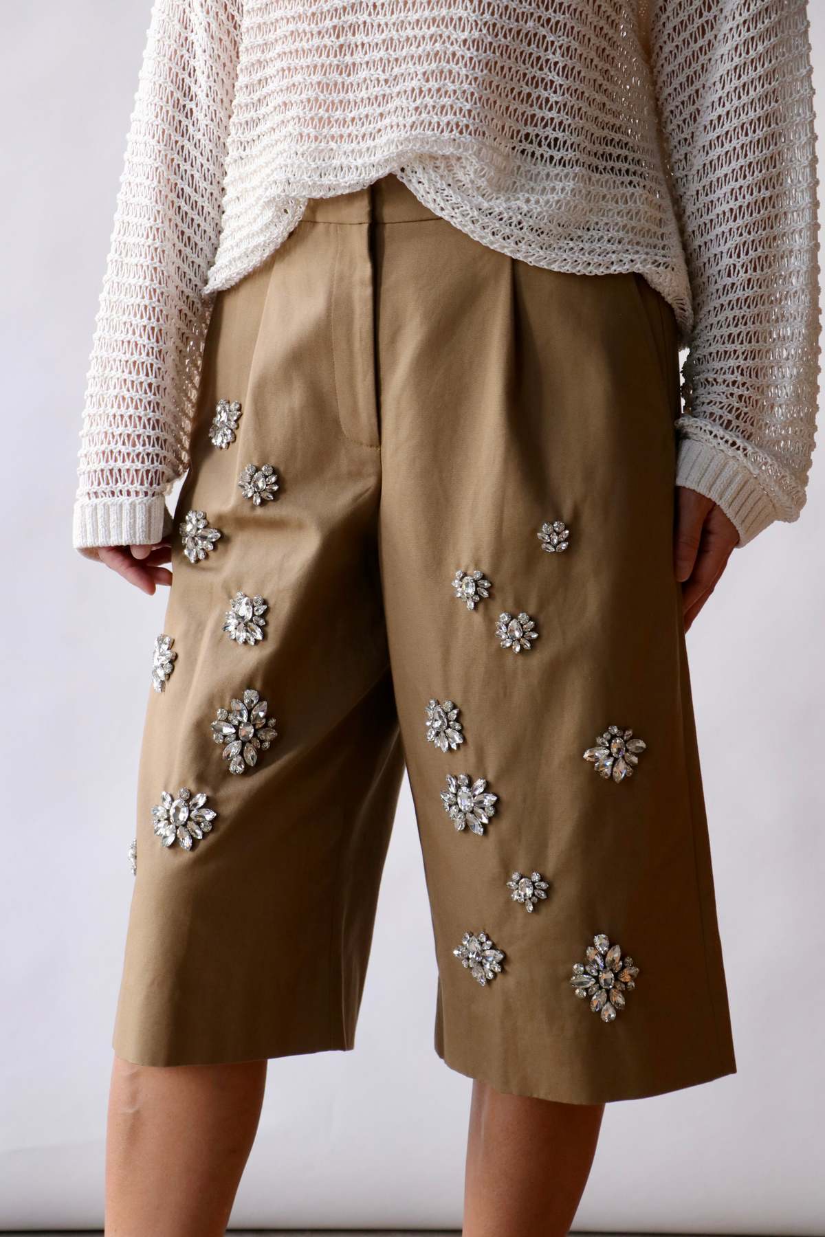 TWP The Water-Repellent Cotton Canvas City Short with Crystals - British Khaki - Image 1 of 5