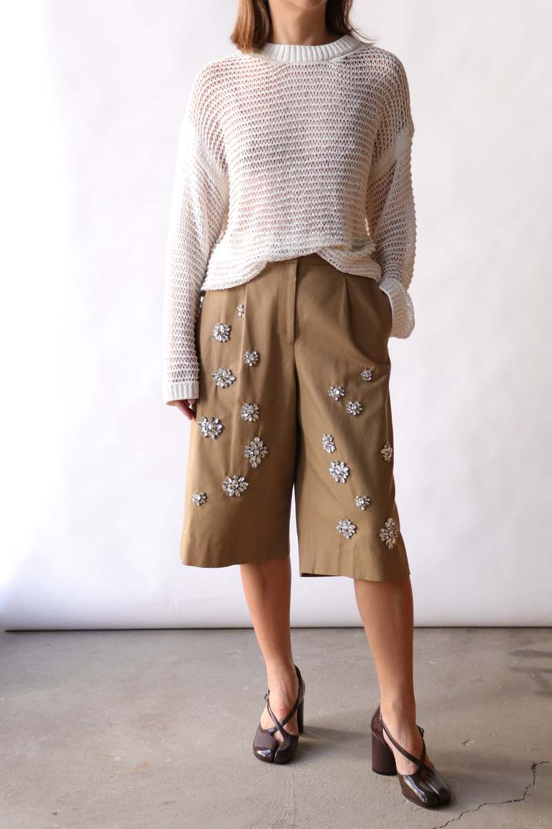 TWP The Water-Repellent Cotton Canvas City Short with Crystals - British Khaki