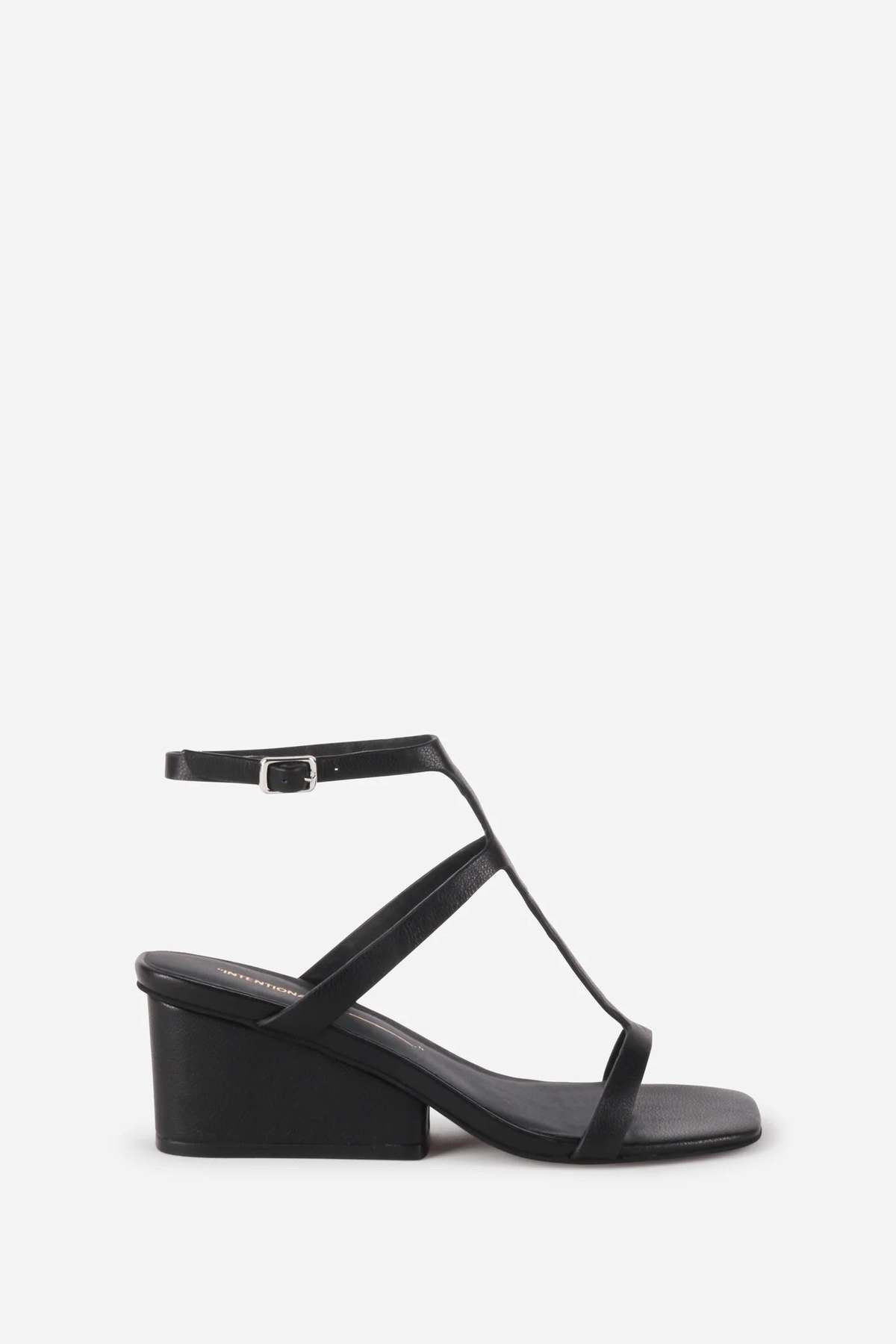 "INTENTIONALLY __________." SEMY Wedge Sandal - Black - Image 1 of 5