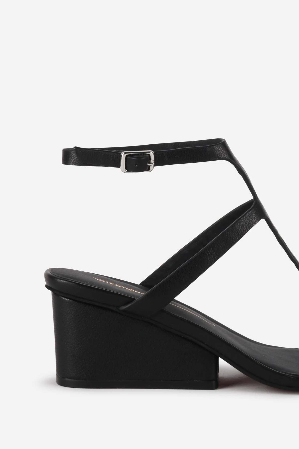 "INTENTIONALLY __________." SEMY Wedge Sandal - Black - Image 5 of 5