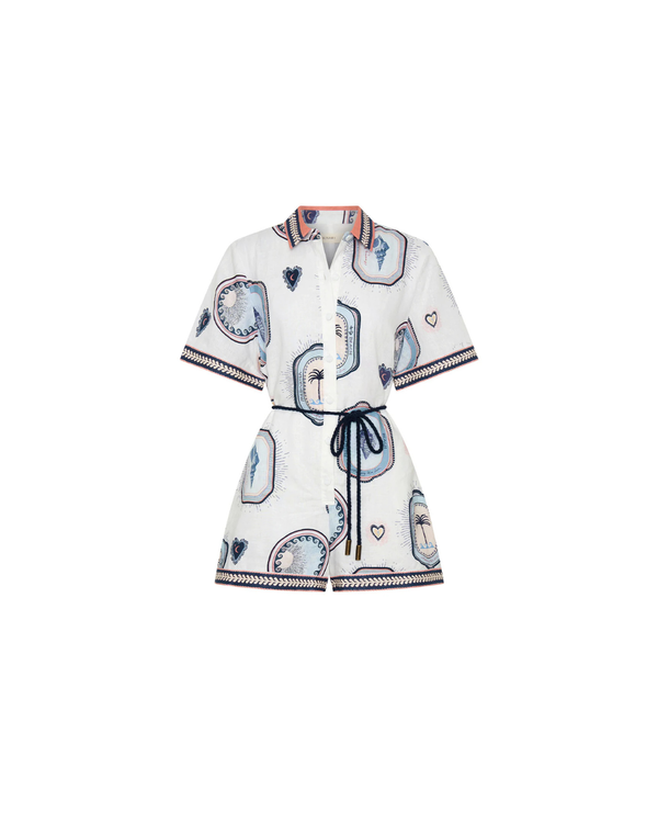 Kivari Alessia Playsuit - Cream/Navy