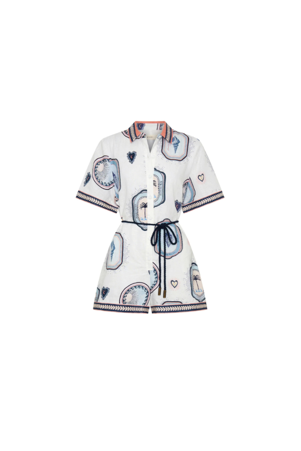 Kivari Alessia Playsuit - Cream/Navy