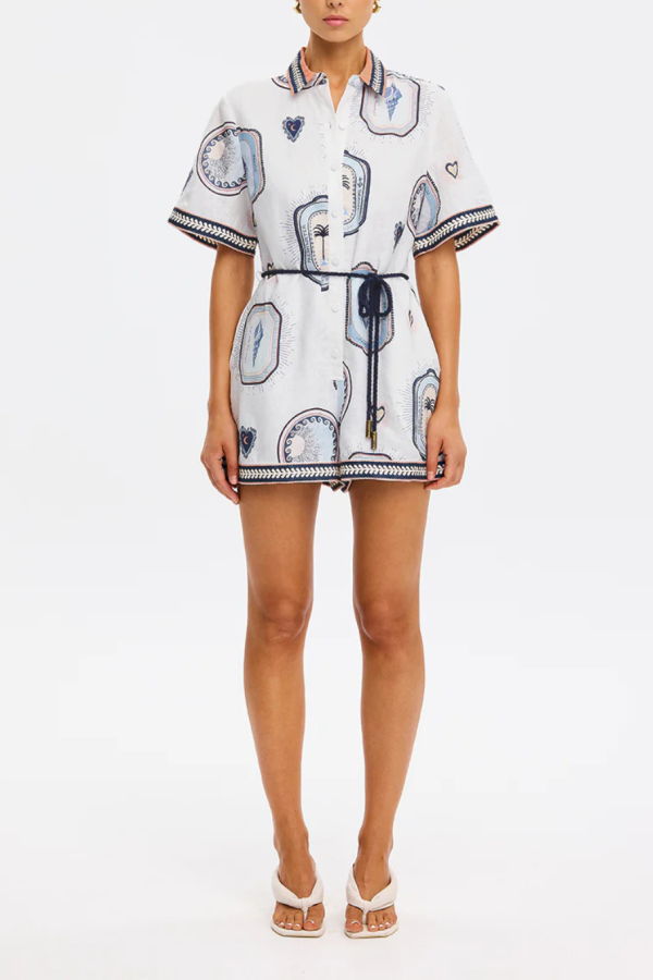 Kivari Alessia Playsuit - Cream/Navy