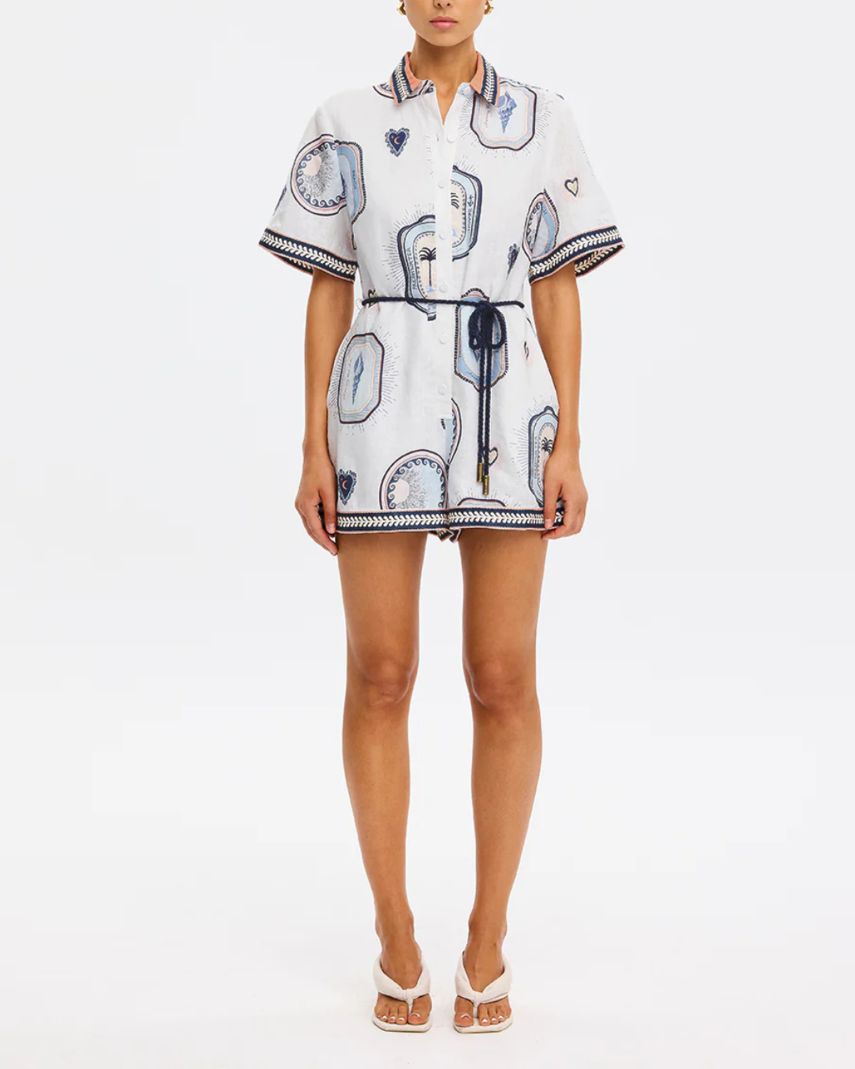 Kivari Alessia Playsuit - Cream/Navy - Image 2 of 7