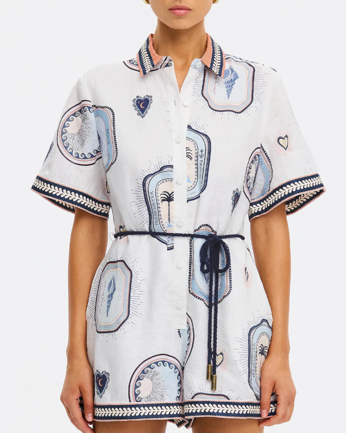 Kivari Alessia Playsuit - Cream/Navy - Image 5 of 7