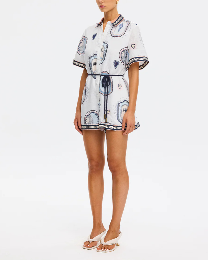 Kivari Alessia Playsuit - Cream/Navy