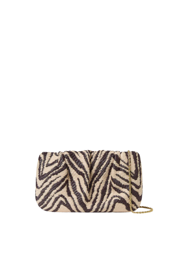 Loeffler Randall Serena Gathered Clutch - Cream Zebra