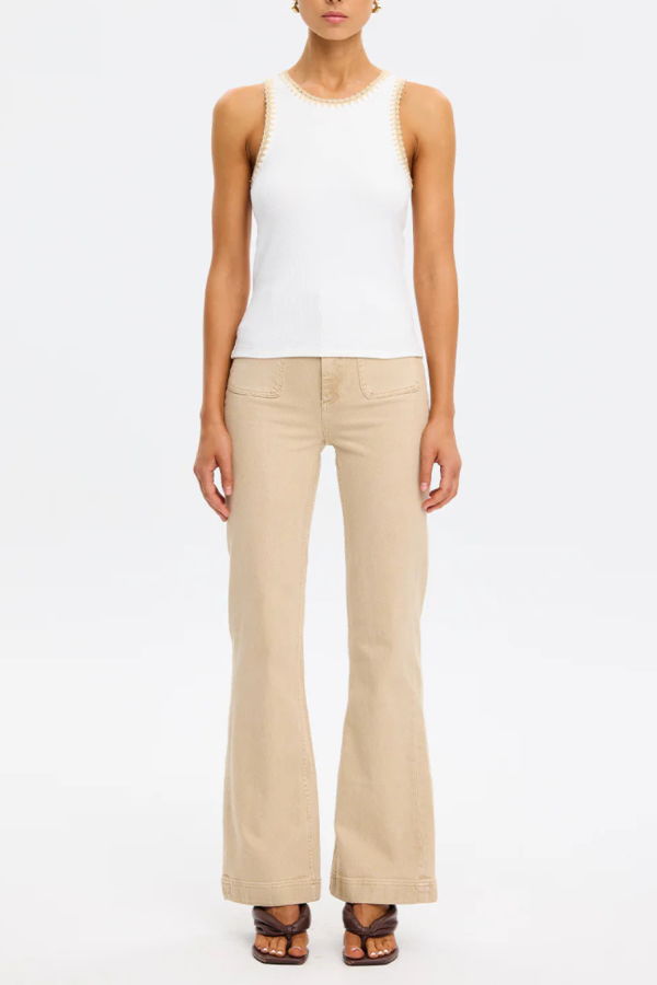 Kivari Tallulah Spliced Tank - Ivory/Tan