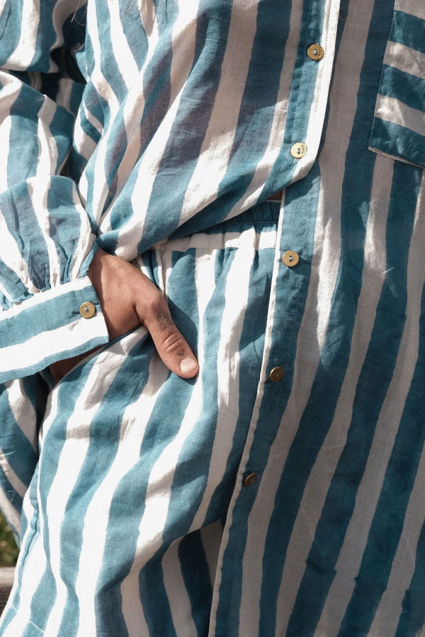 World of Crow Summer Blue Artist Smock Shirt