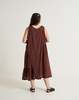 World of Crow Cocoa Brown Pleated Twirl Dress - Thumbnail 2