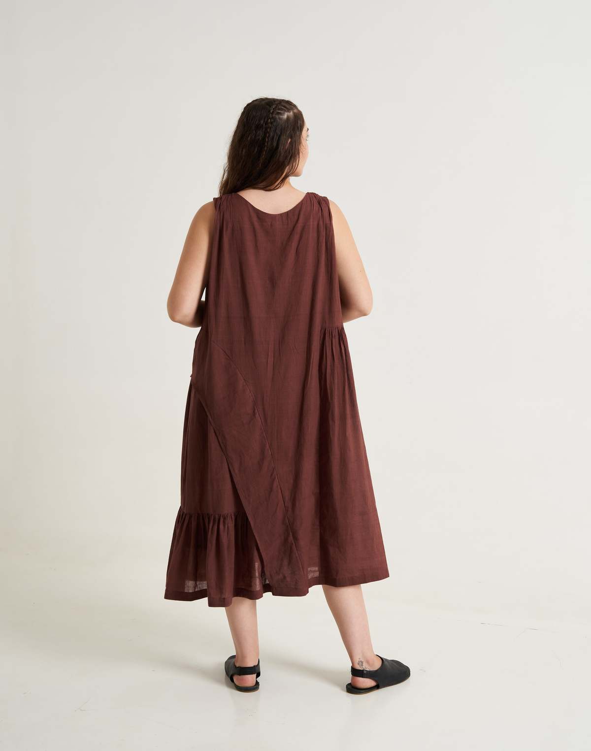 World of Crow Cocoa Brown Pleated Twirl Dress - Image 2 of 6