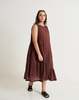 World of Crow Cocoa Brown Pleated Twirl Dress - Thumbnail 4