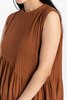World of Crow Pleated Organic Cotton Dress - Bombay Brown - Thumbnail 4
