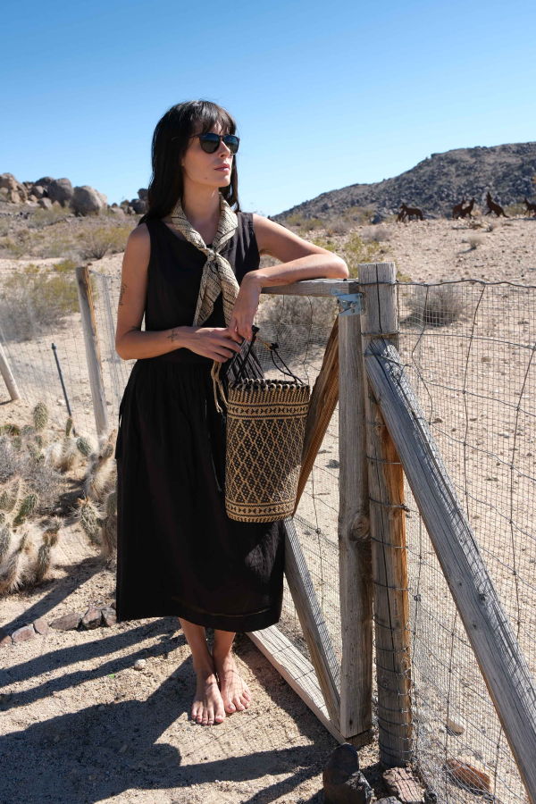 World of Crow Back Tie Dress - Black