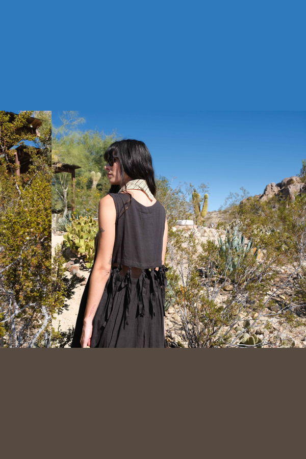 World of Crow Back Tie Dress - Black