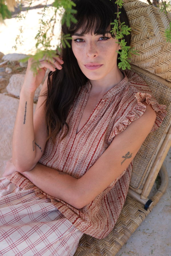 World of Crow The Mary Oliver Top - Crimson/Multi