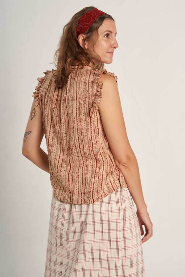 World of Crow The Mary Oliver Top - Crimson/Multi