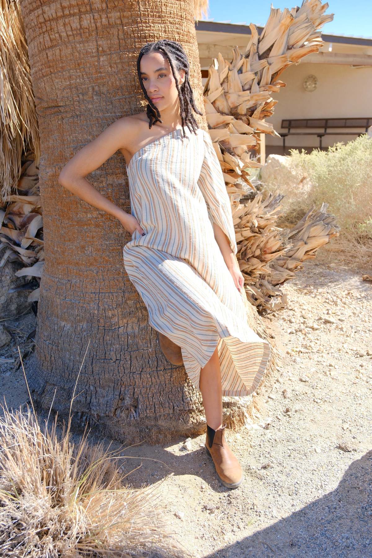 World of Crow The Origami Dress - Off White/Multi Color - Image 1 of 5