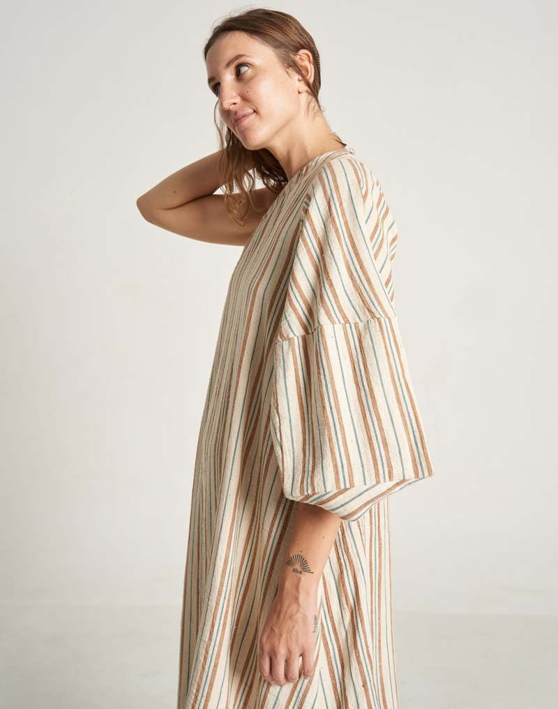 World of Crow The Origami Dress - Off White/Multi Color