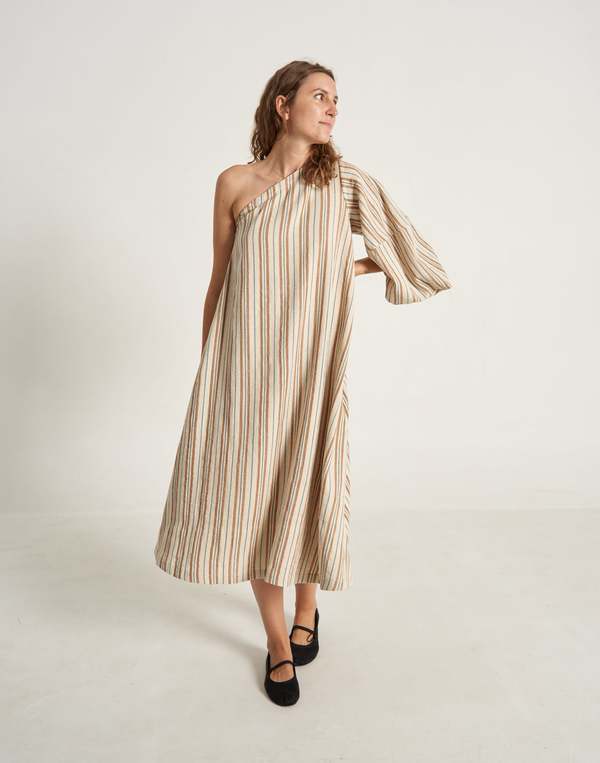 World of Crow The Origami Dress - Off White/Multi Color