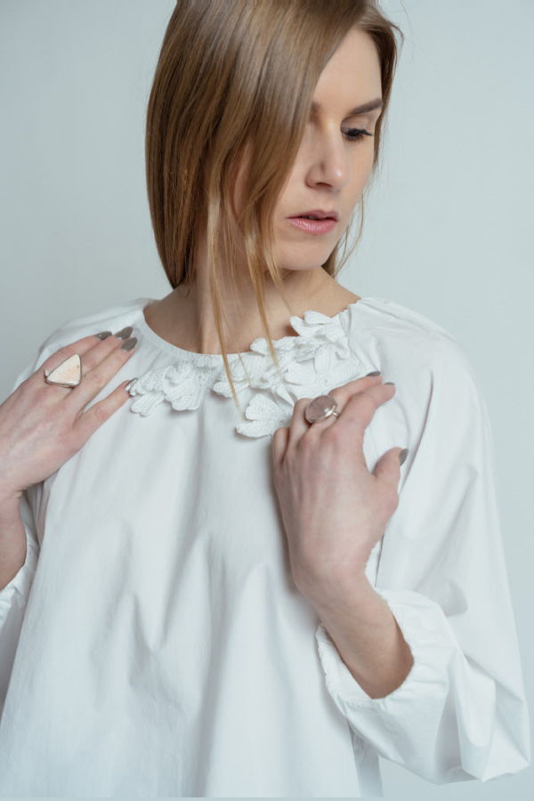 Odeeh Poplin Flowers Shirt - White